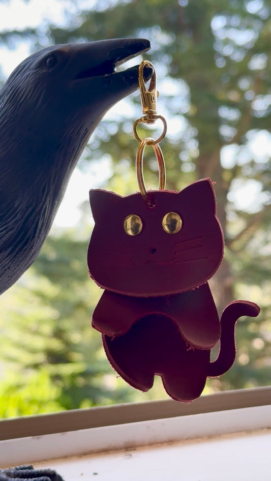 Red Cat - Movable Leather Key Chain