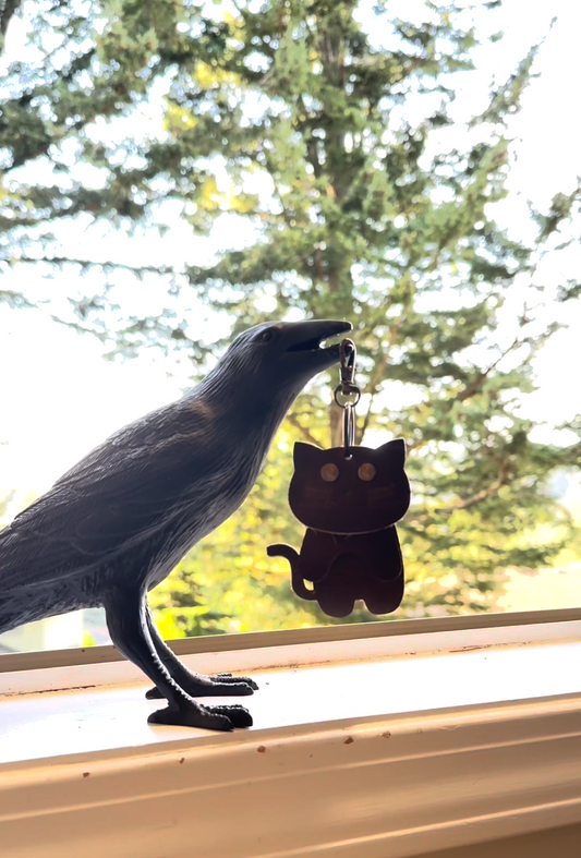 Brown Cat - Movable Leather Key Chain